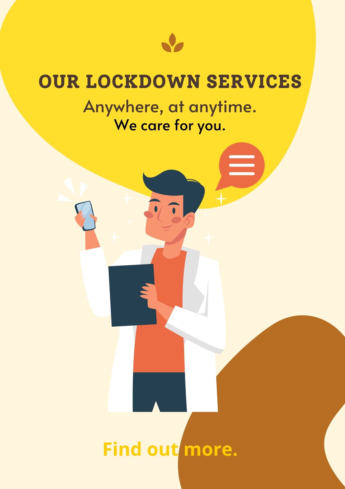 Brochure showcasing online health consultation and treatment services during lockdown